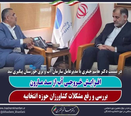 دیدار نماینده مردم شریف شادگان در مجلس شورای اسلامی با مدیرعامل سازمان آب و برق خوزستان